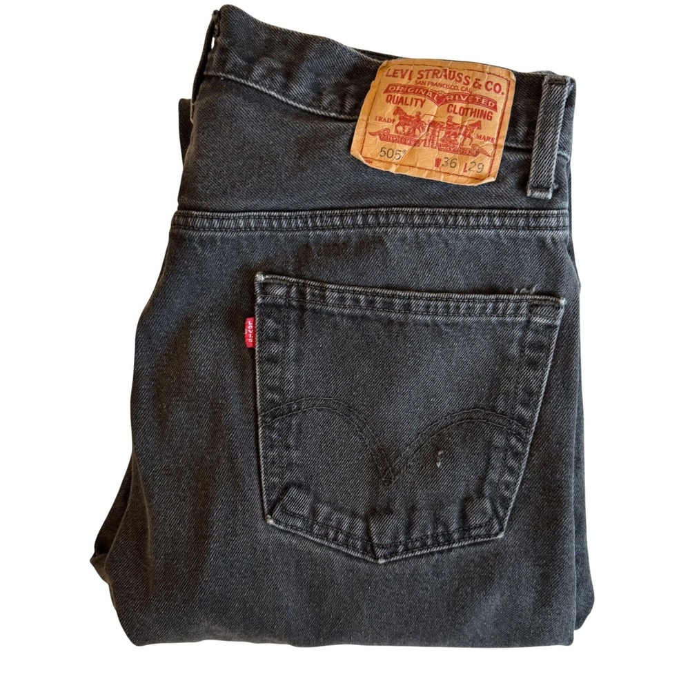 Levi's 505 Men's Vintage Jeans Dark Wash‎ Black Regular Fit Size 36x29 (35x29)